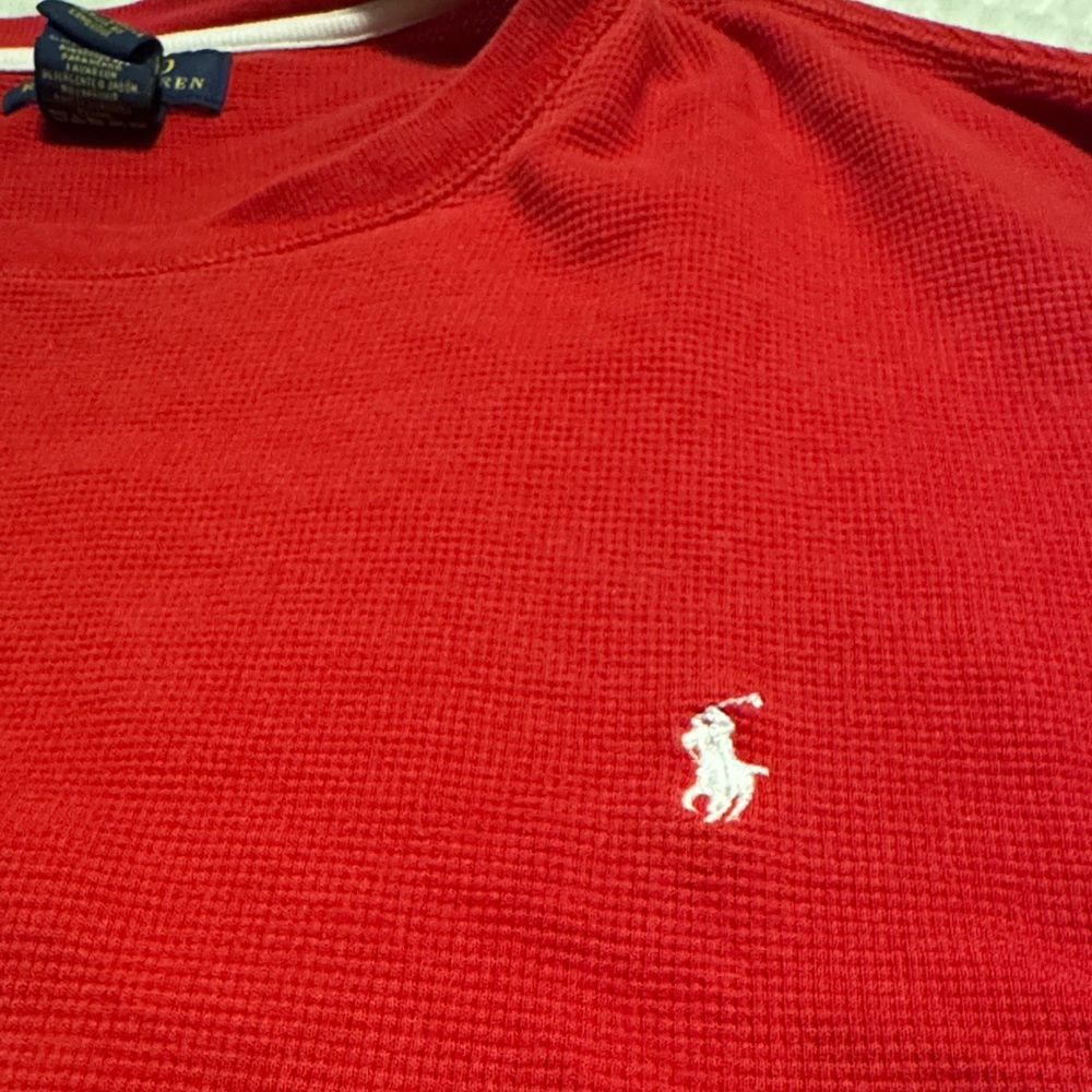 Polo by Ralph Lauren Men's Vibrant Red Long Sleeve Tee - Picture 2 of 10